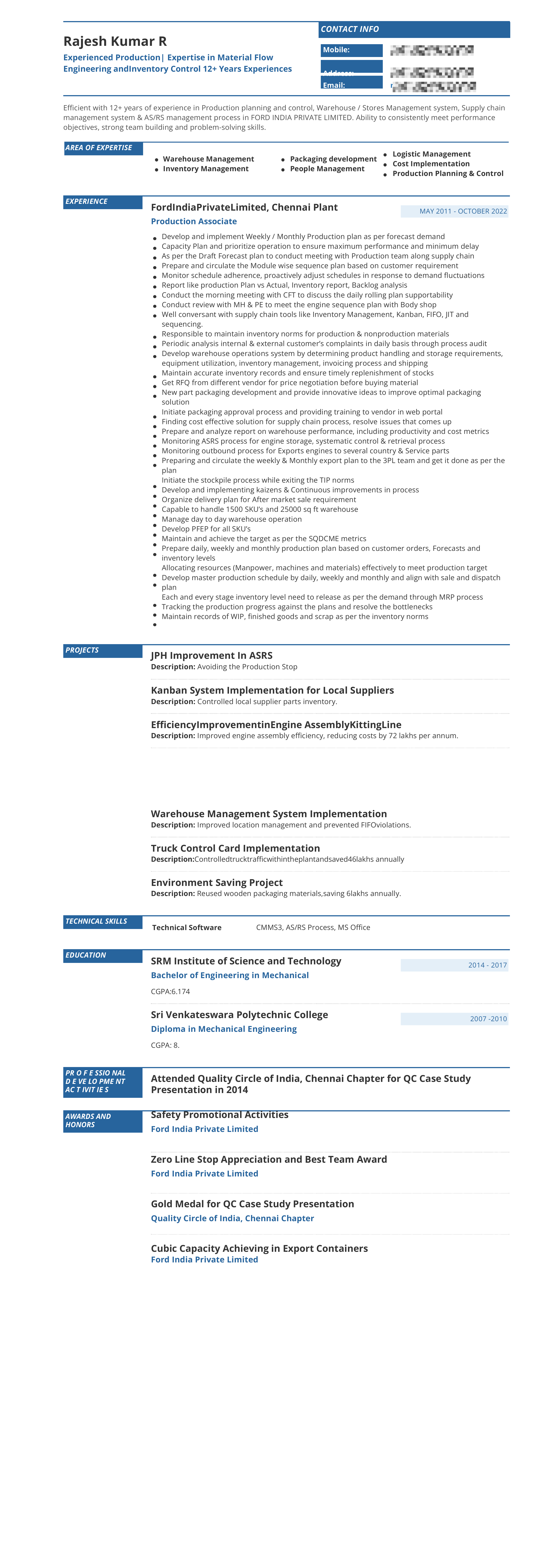 Rajesh Kumar R before resume page 1